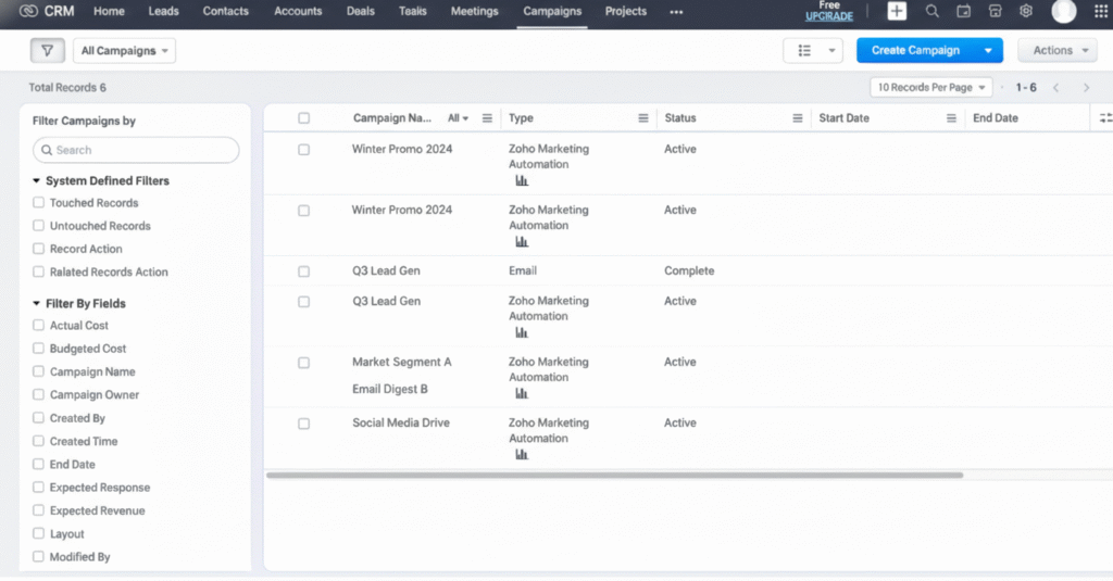 ZOHO CRM and Zoho Marketing automation

