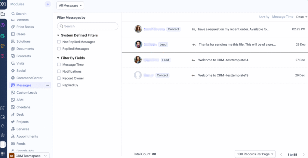 Zoho One third party integration | Whatsapp
